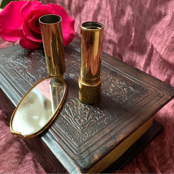 Vintage Mid Century Diamond Studded Lip view Lipstick Mirror and Holder - Picture 3 of 6